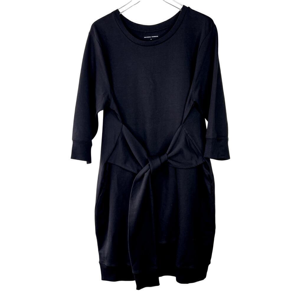 Universal Standard Misa Tie Sweatshirt Dress Black French Terry 14/16 XL